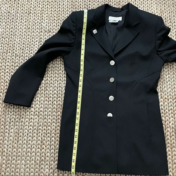 ESCADA by Margaretha Ley Long Wool Blend Suit Jacket Silver Metal Buttons sz 38 - Picture 8 of 16